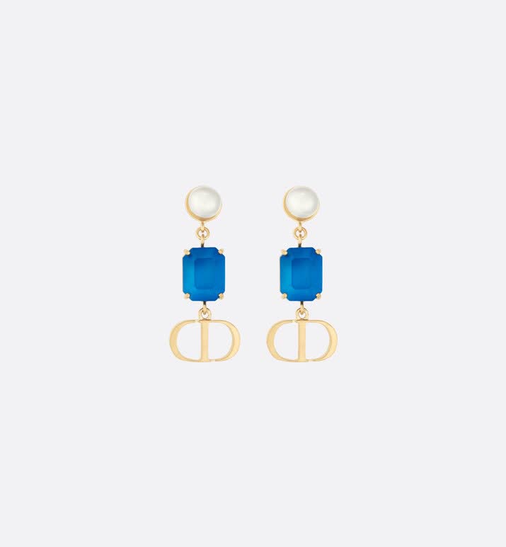 Dior Blue Crystal & Gold 'CD' Logo Earrings Dior Blue Crystal & Gold 'CD' Logo Earrings