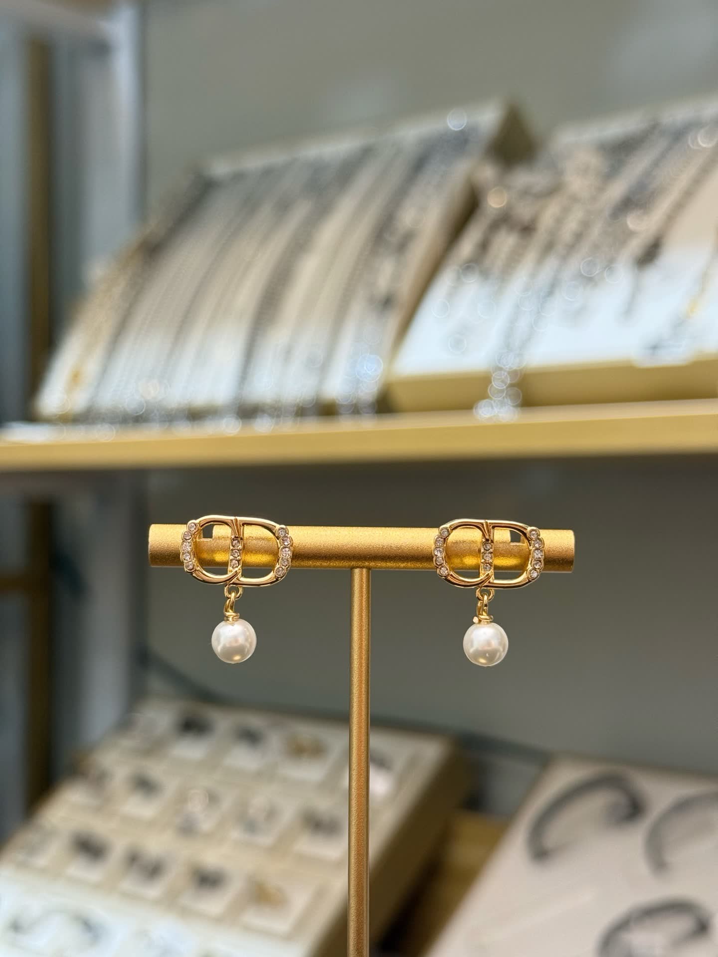Christian Dior Double 'C' Pearl Drop Earrings