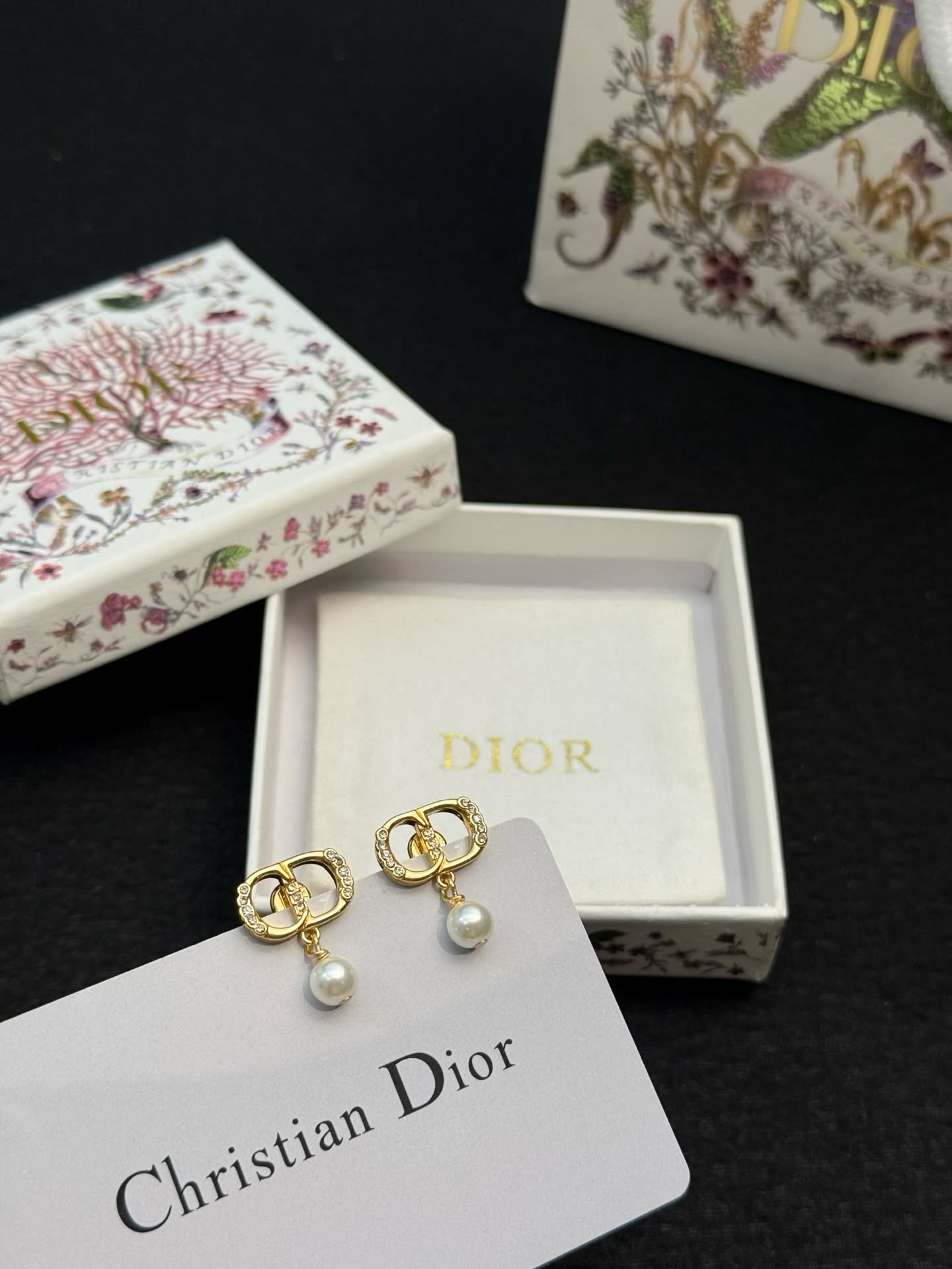 Christian Dior Double 'C' Pearl Drop Earrings