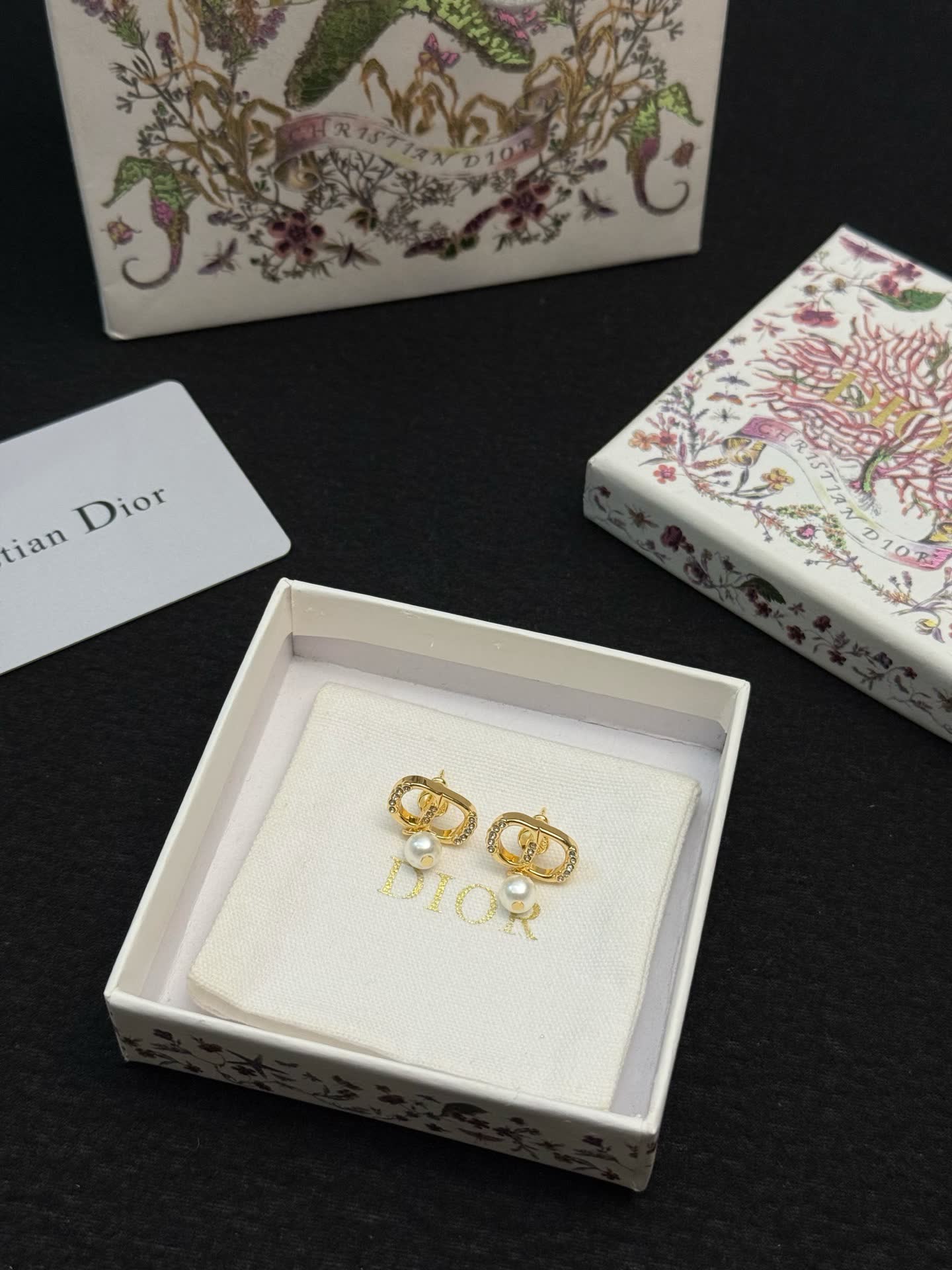 Christian Dior Double 'C' Pearl Drop Earrings