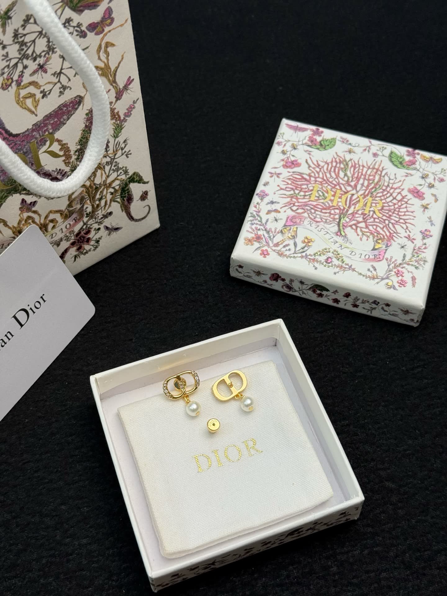 Christian Dior Double 'C' Pearl Drop Earrings