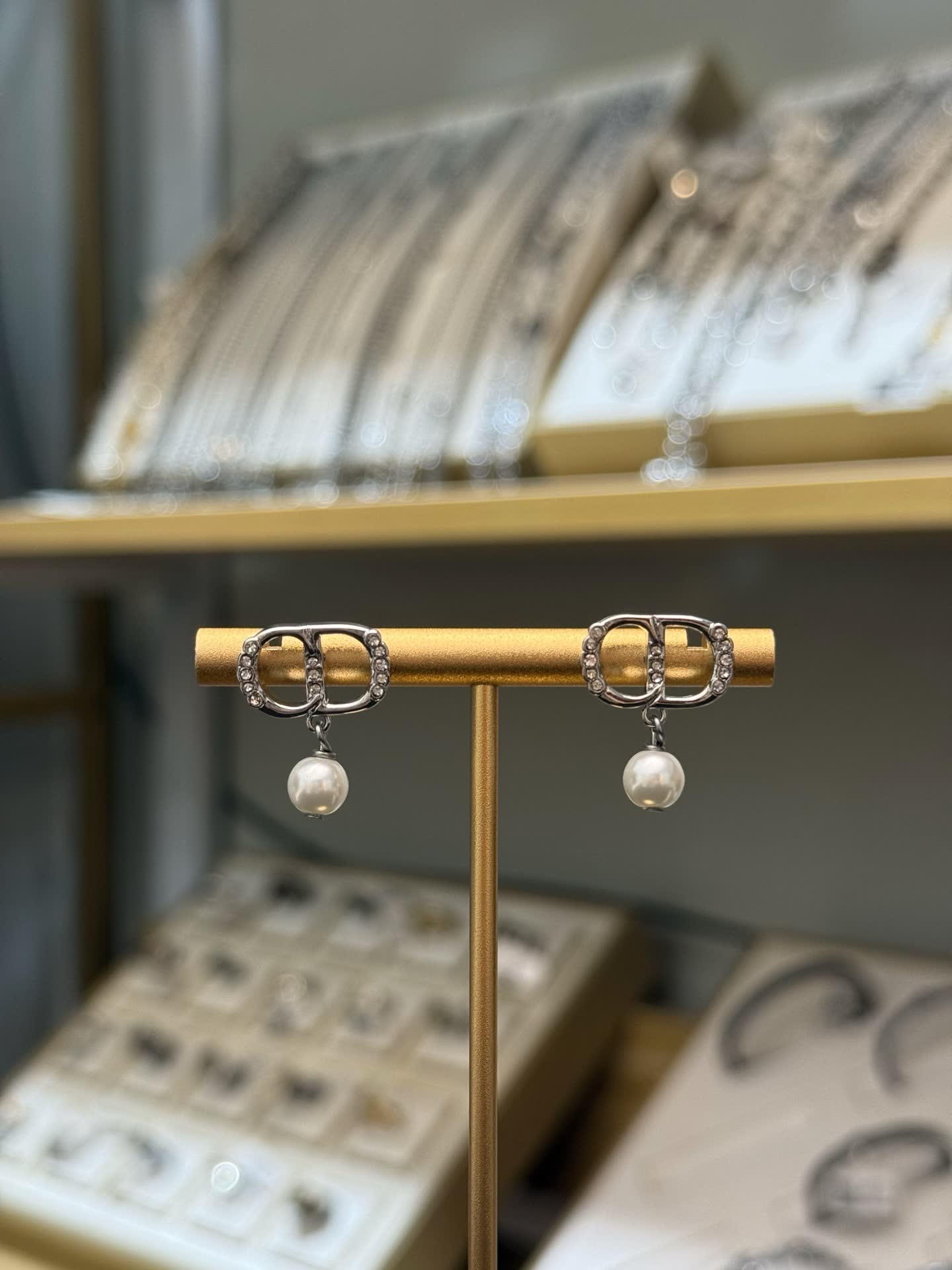Christian Dior Double 'C' Pearl Earrings