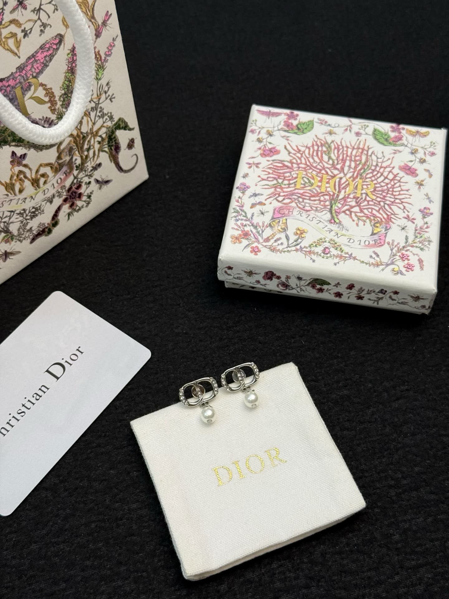 Christian Dior Double 'C' Pearl Earrings