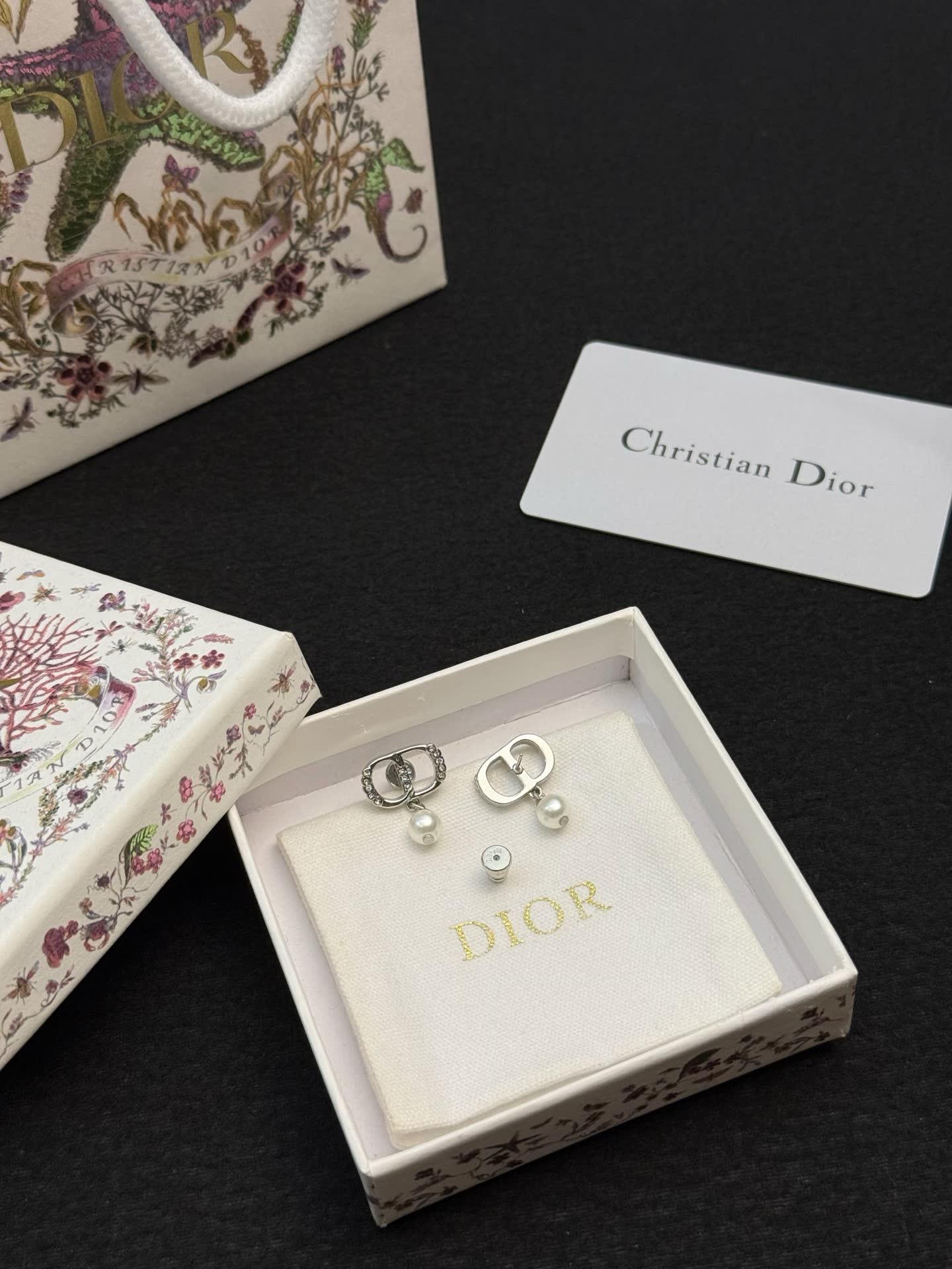 Christian Dior Double 'C' Pearl Earrings