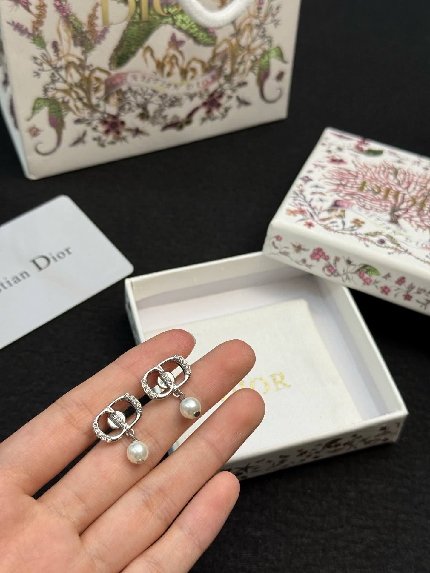 Christian Dior Double 'C' Pearl Earrings
