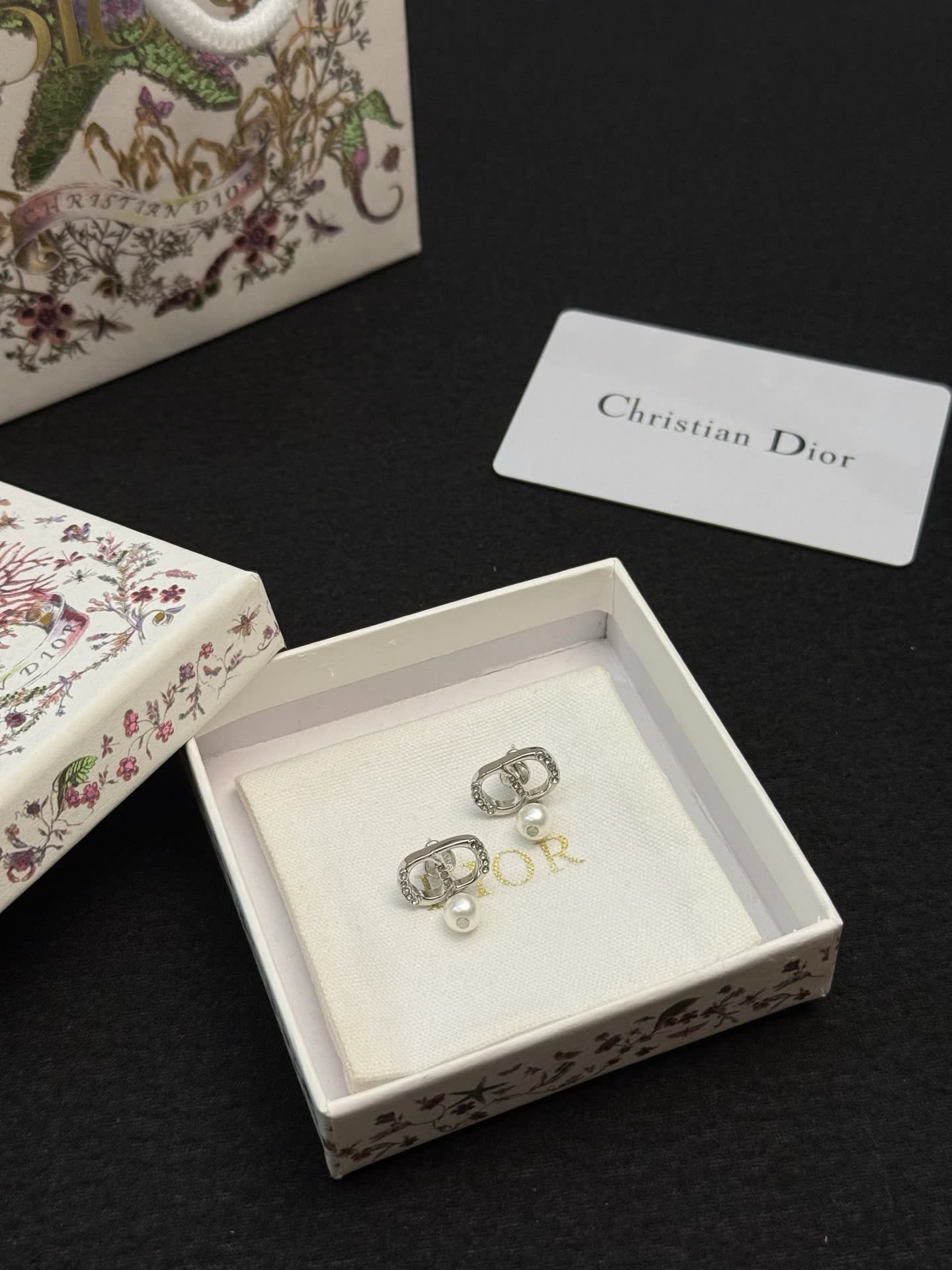 Christian Dior Double 'C' Pearl Earrings