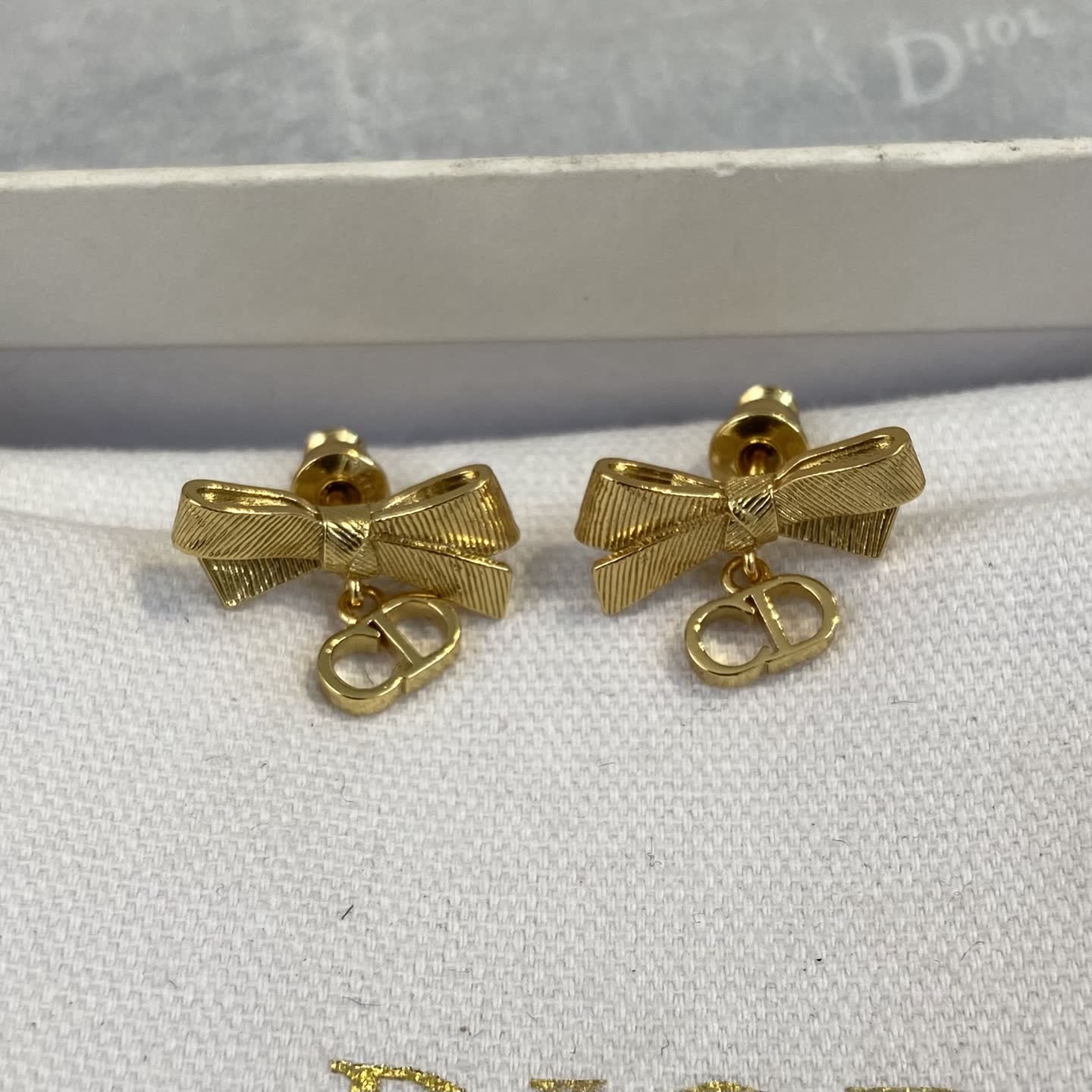 Dior Gold Tone Bow Earrings Dior Gold Tone Bow Earrings
