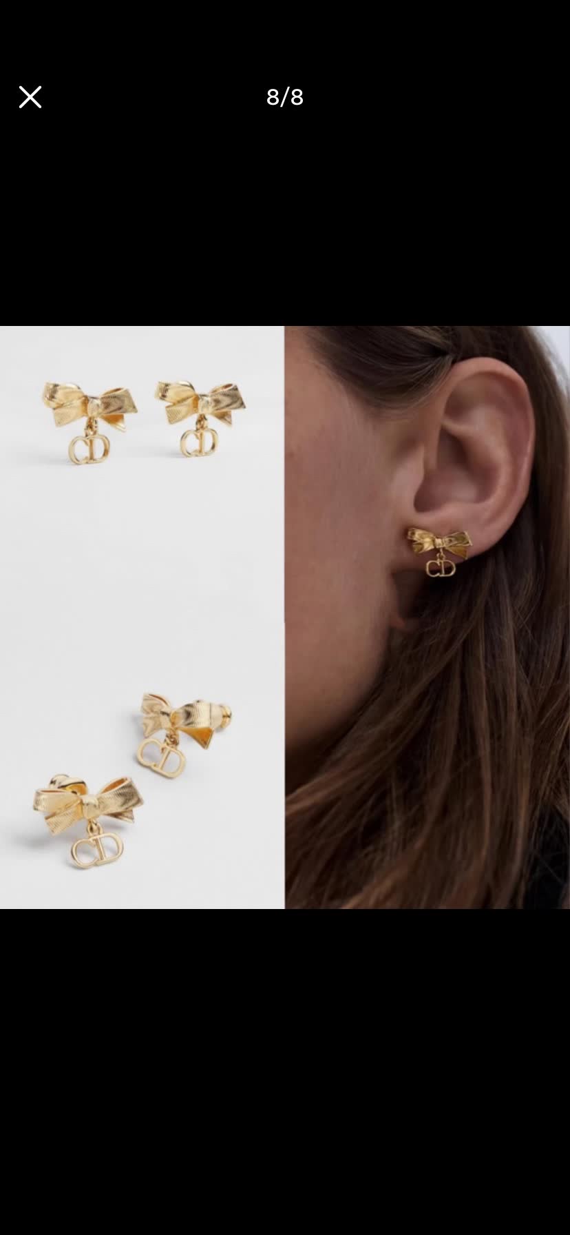 Dior Gold Tone Bow Earrings
