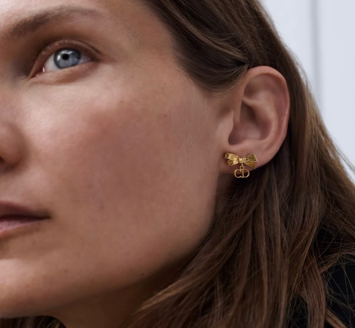 Dior Gold Tone Bow Earrings