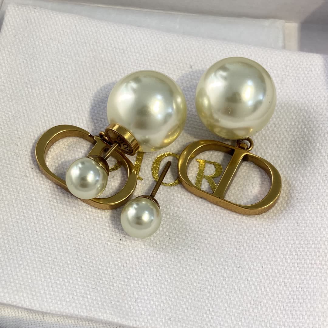 Dior Gold Tone Pearl Earrings