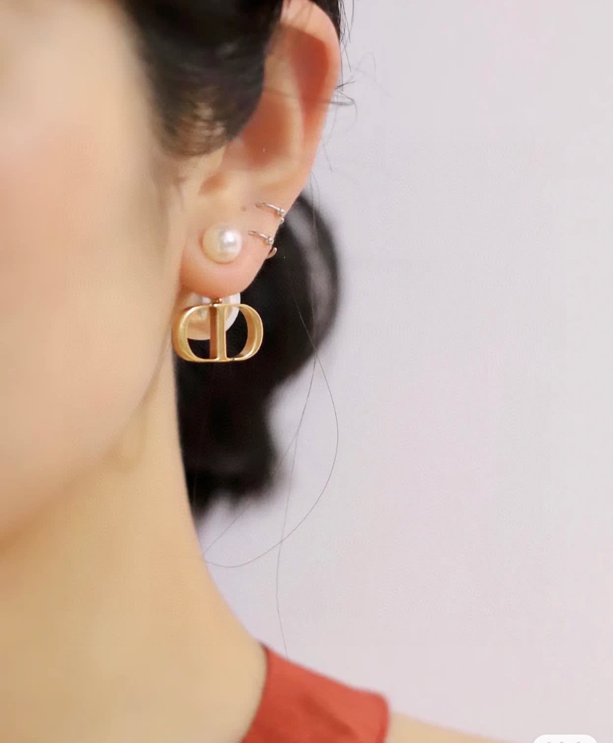 Dior Gold Tone Pearl Earrings