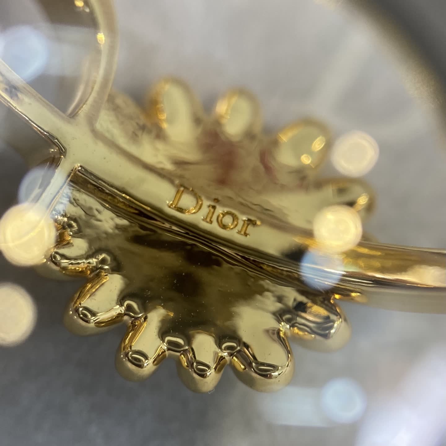 Dior Gold Tone 'CD' Logo & Flower Hoop Earrings