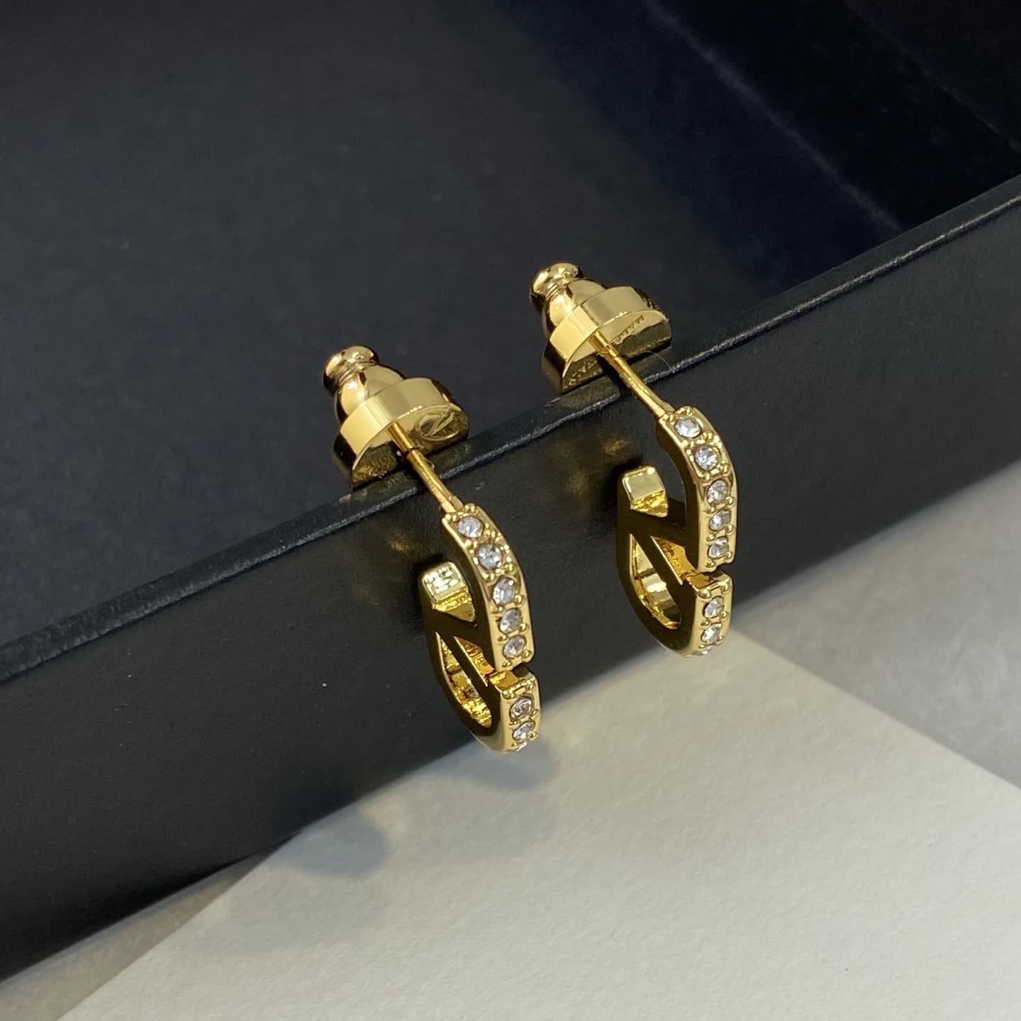 Dior Gold Tone 'CD' Logo Stud Earrings