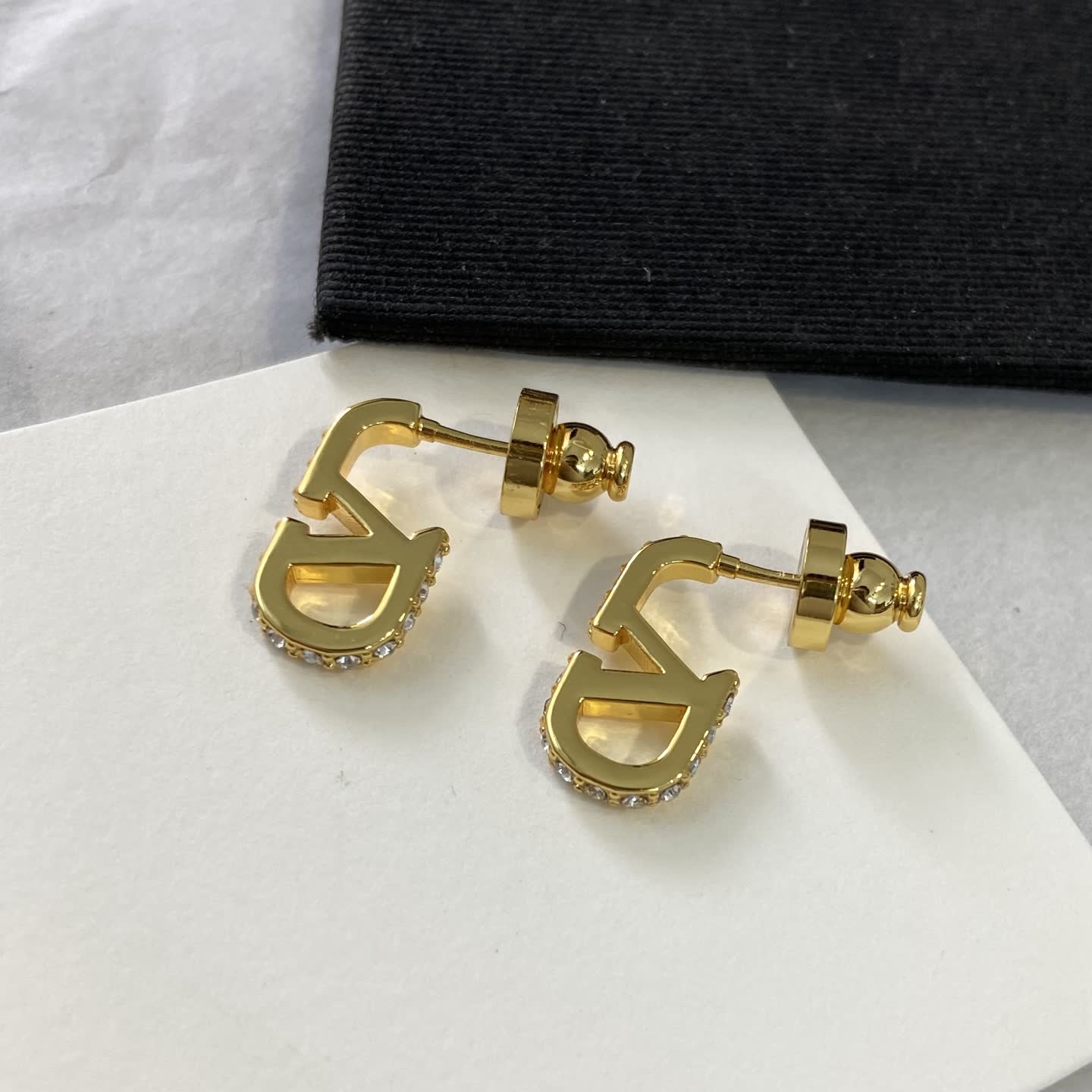 Dior Gold Tone 'CD' Logo Stud Earrings