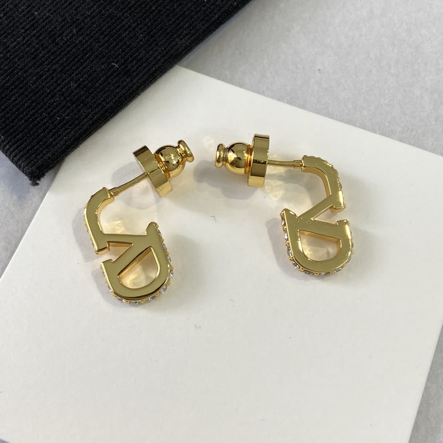 Dior Gold Tone 'CD' Logo Stud Earrings