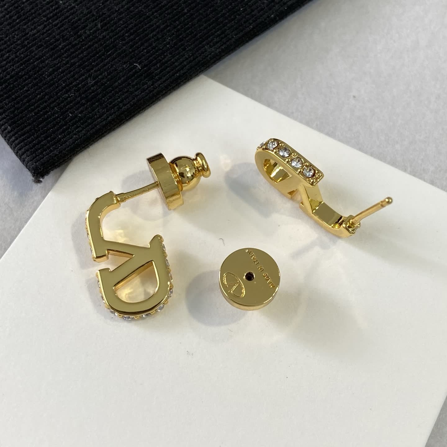 Dior Gold Tone 'CD' Logo Stud Earrings
