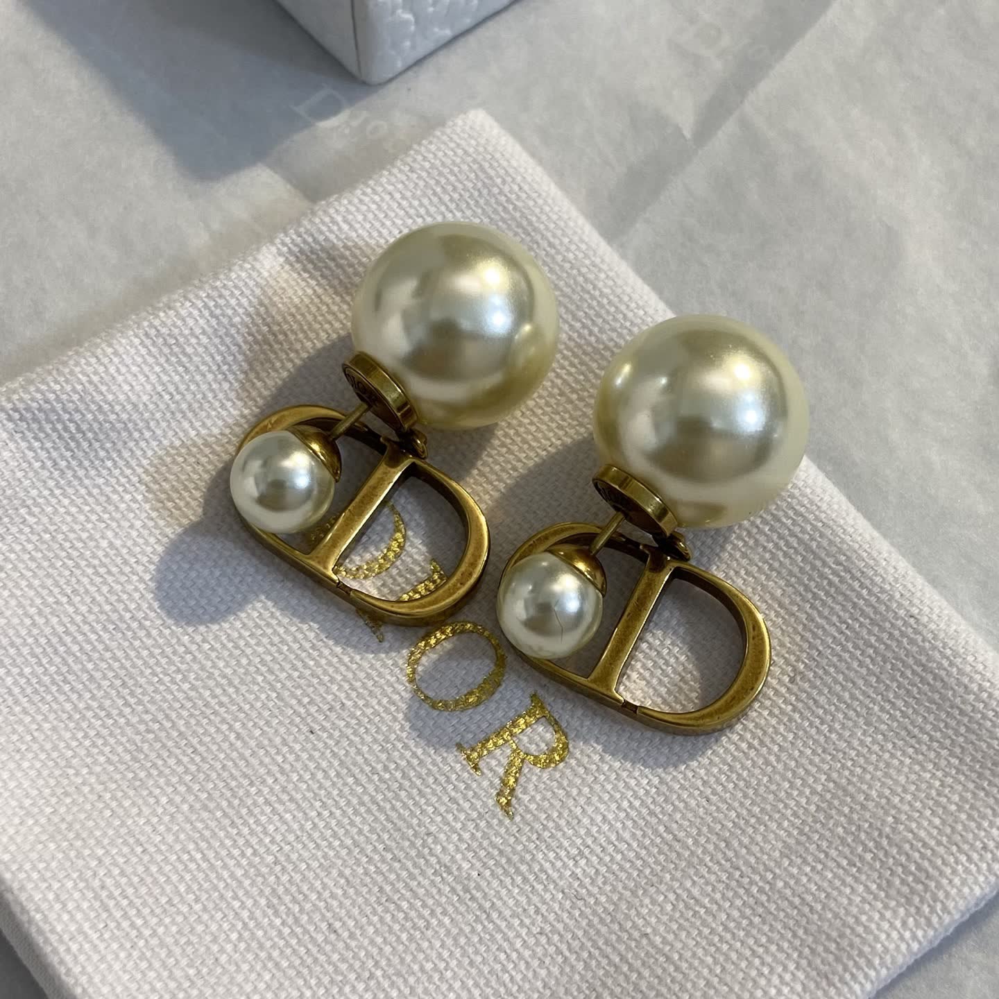 Dior Gold Tone Pearl Earrings
