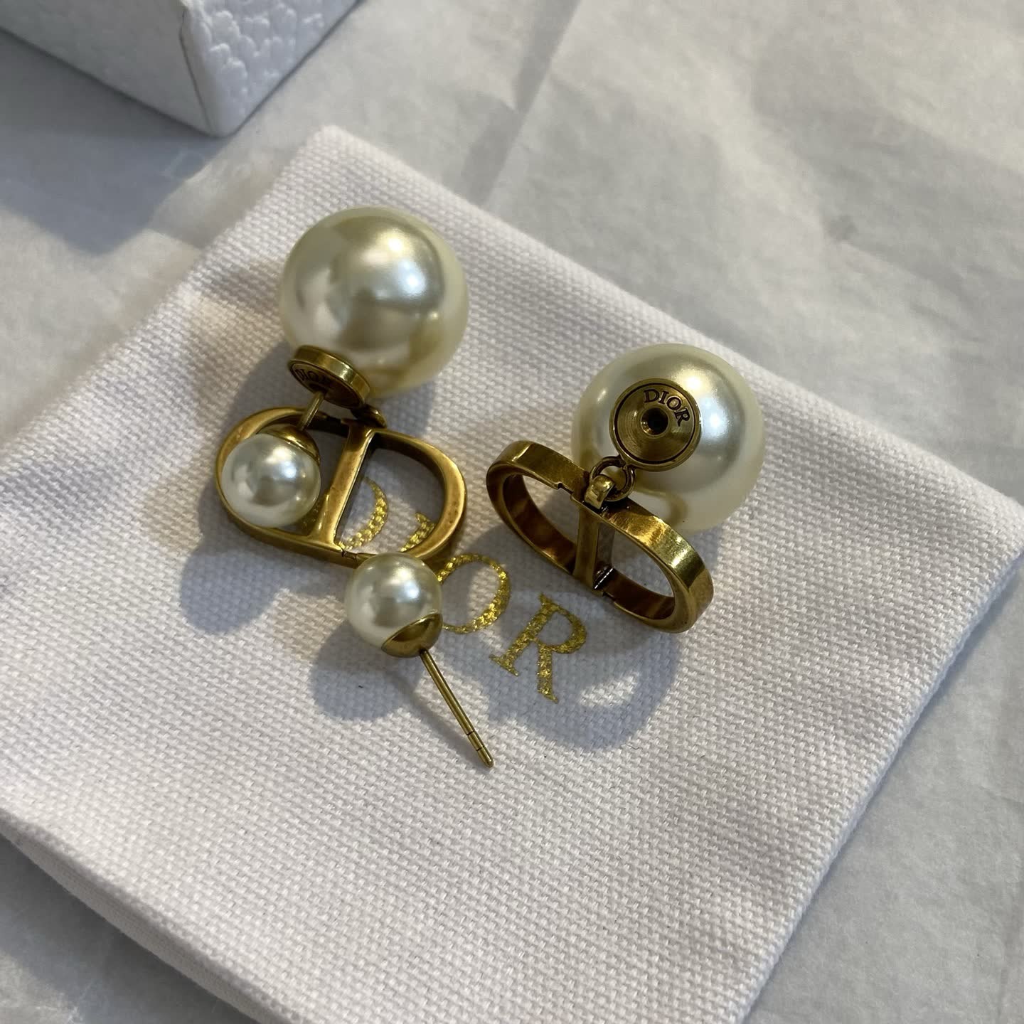 Dior Gold Tone Pearl Earrings
