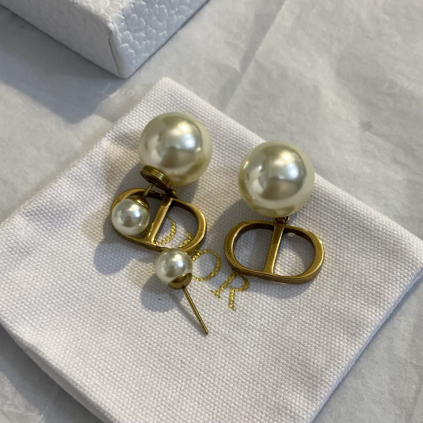 Dior Gold Tone Pearl Earrings
