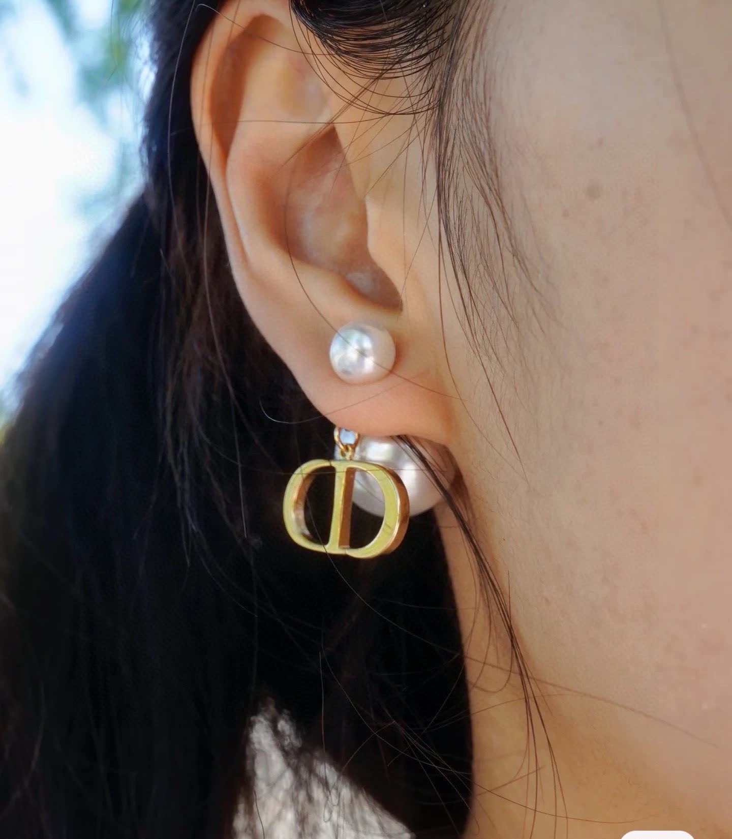 Dior Gold Tone Pearl Earrings