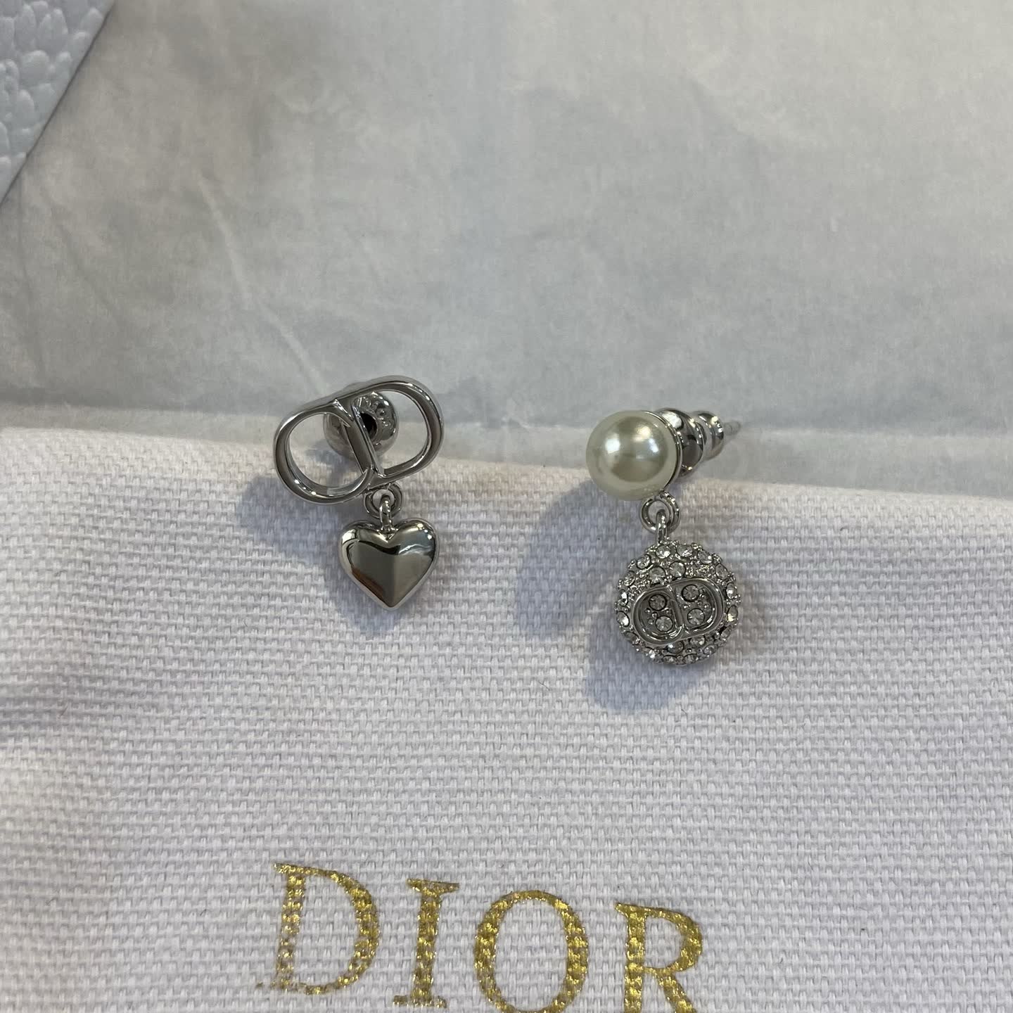 Dior Pearl and Heart Earrings