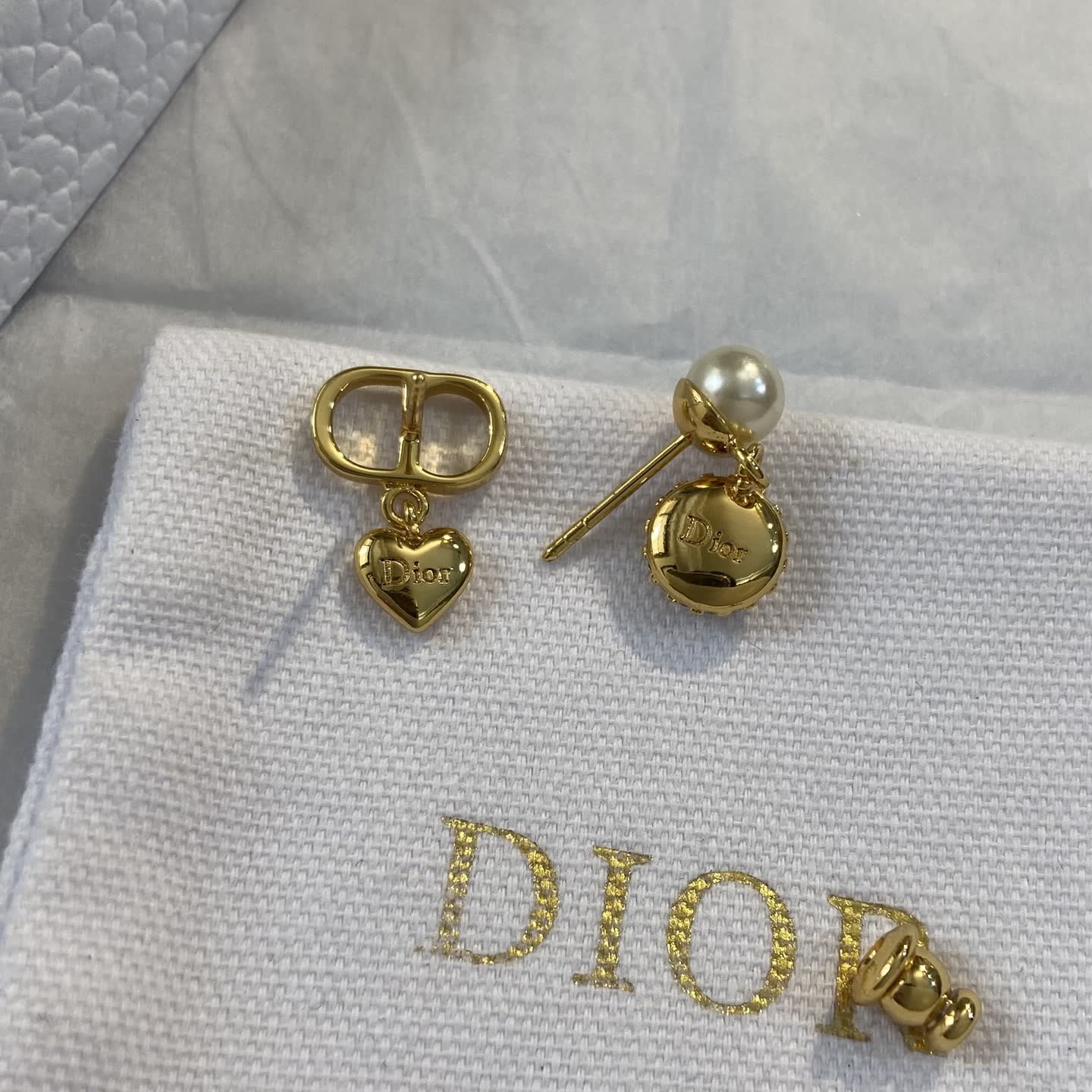 Dior Pearl and Heart Earrings