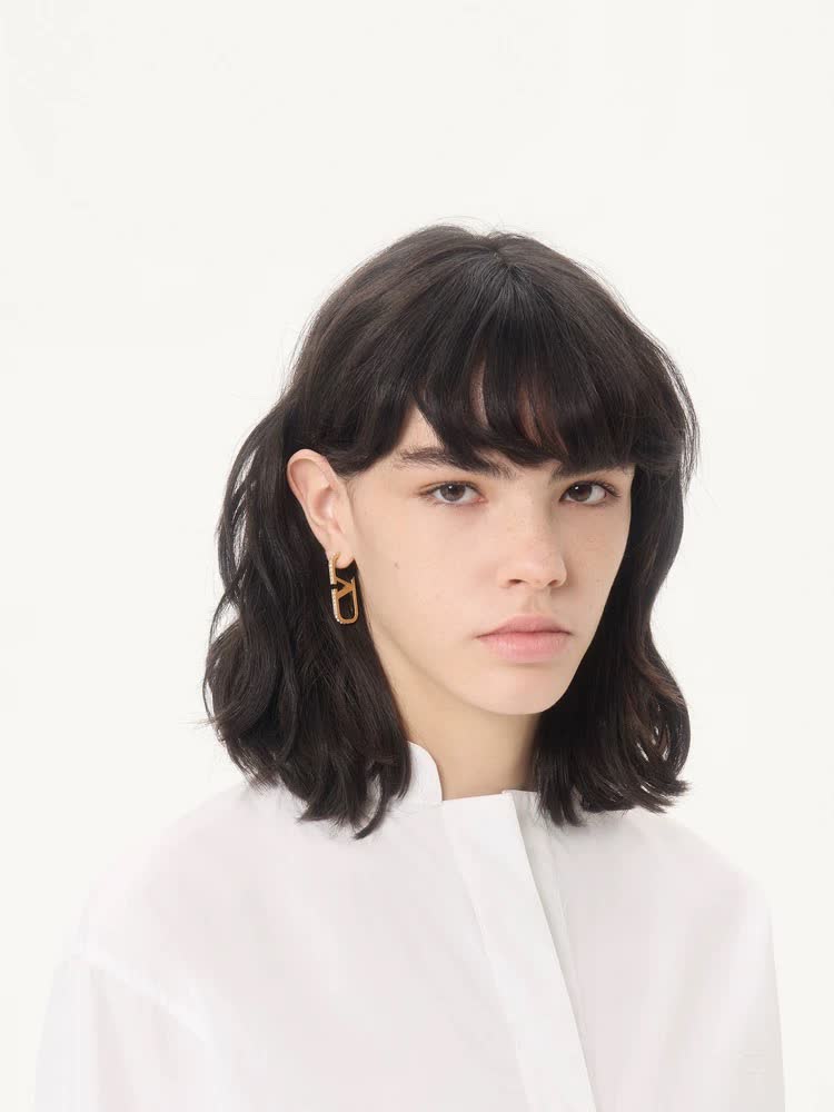 Dior Gold Tone 'CD' Logo Earrings