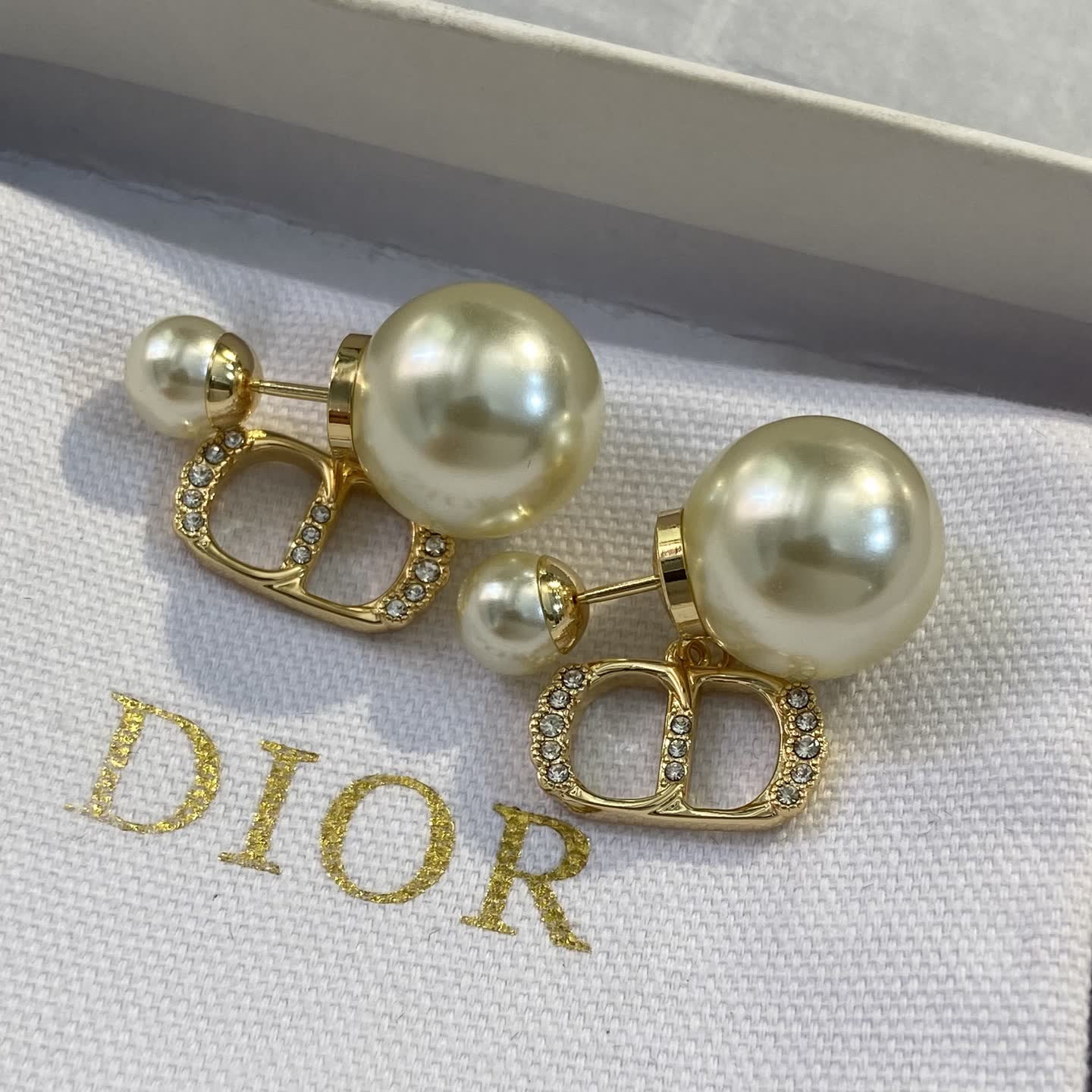Dior Gold Tone Pearl Earrings