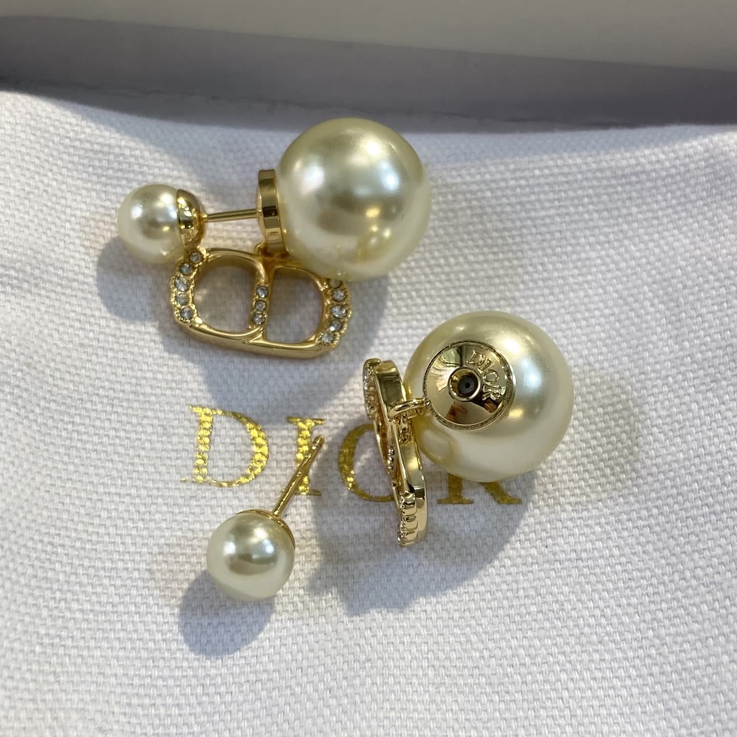 Dior Gold Tone Pearl Earrings
