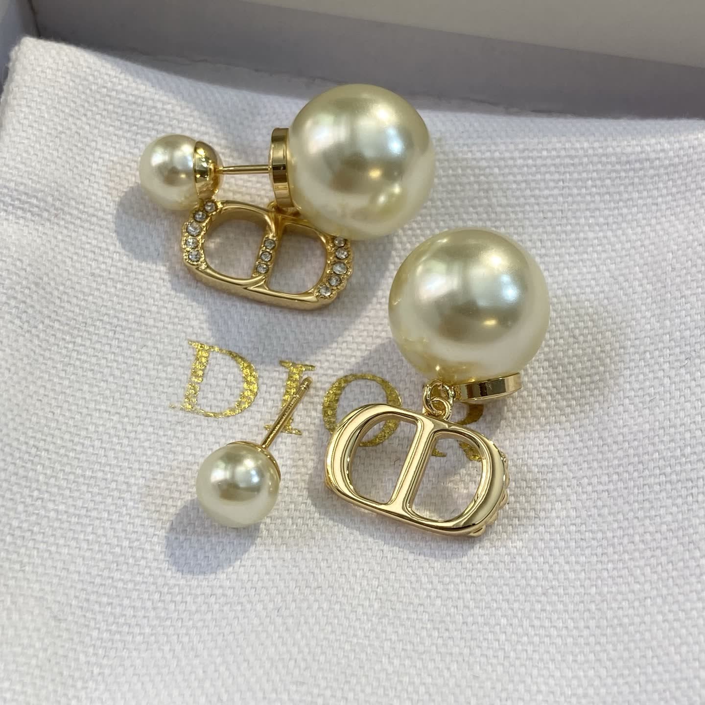 Dior Gold Tone Pearl Earrings