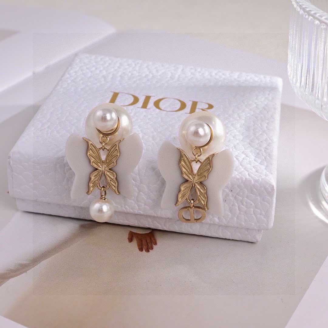 Dior Butterfly Pearl Earrings