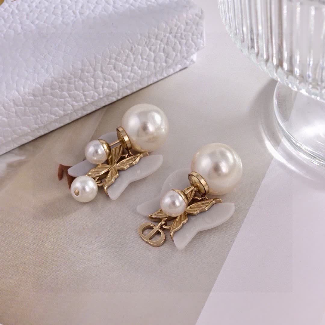 Dior Butterfly Pearl Earrings