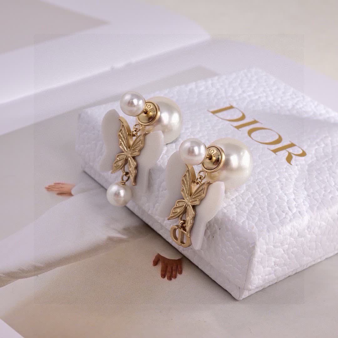 Dior Butterfly Pearl Earrings
