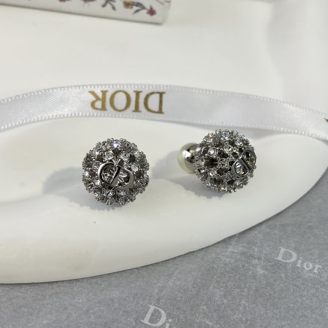 Dior Gold Tone Pearl Stud Earrings