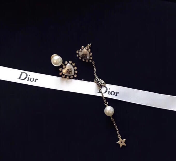 Dior Pearl and Crystal Heart Earrings with Star Charm Dior Pearl and Crystal Heart Earrings with Star Charm