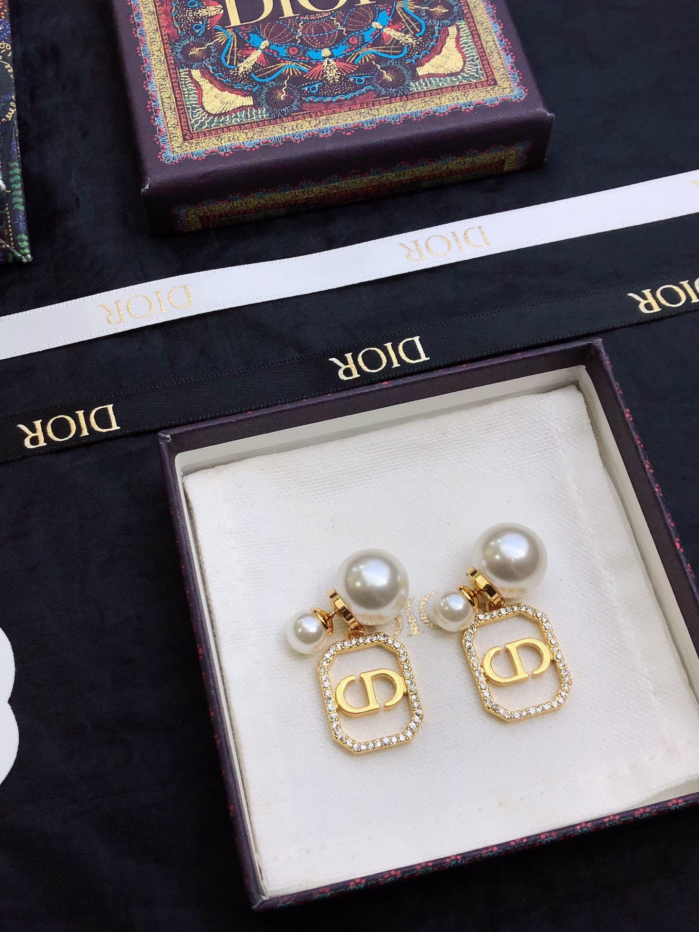 Dior Pearl & Crystal Earrings