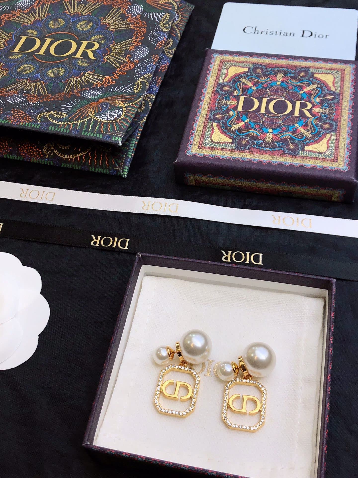 Dior Pearl & Crystal Earrings