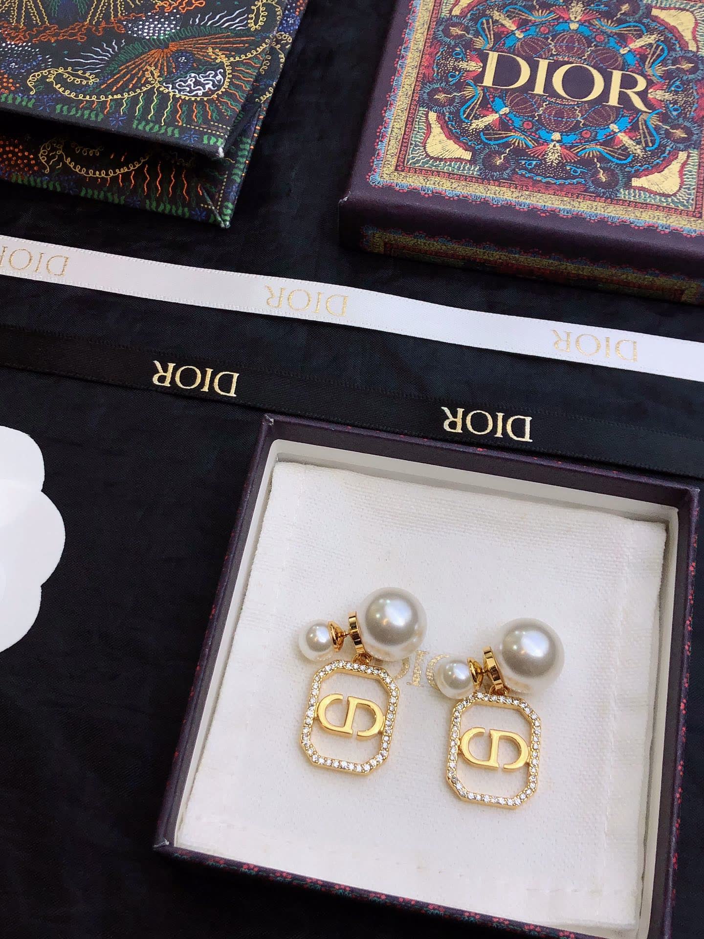 Dior Pearl & Crystal Earrings