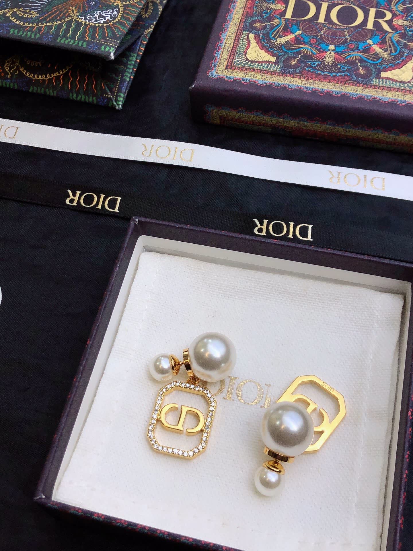Dior Pearl & Crystal Earrings