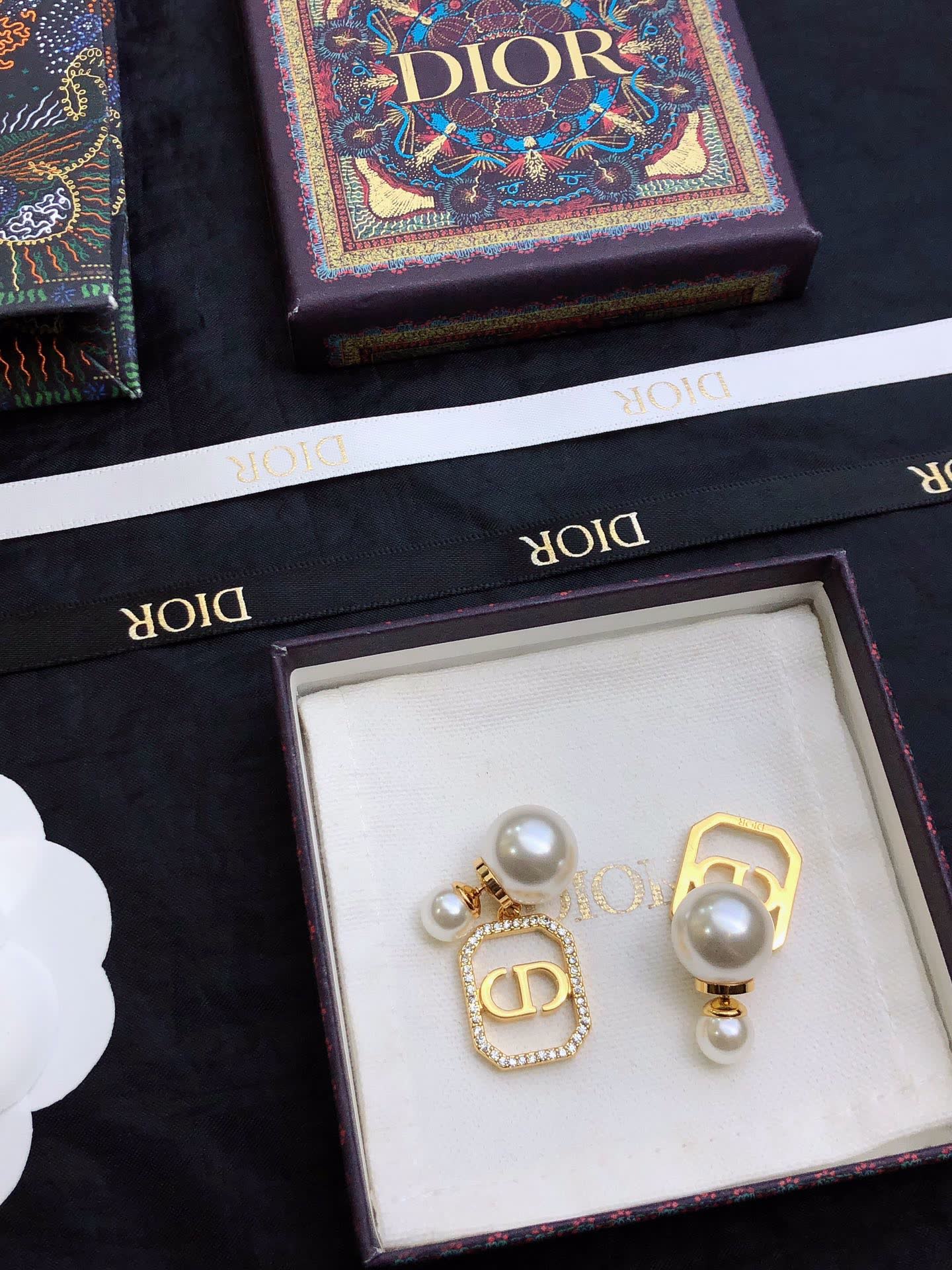 Dior Pearl & Crystal Earrings