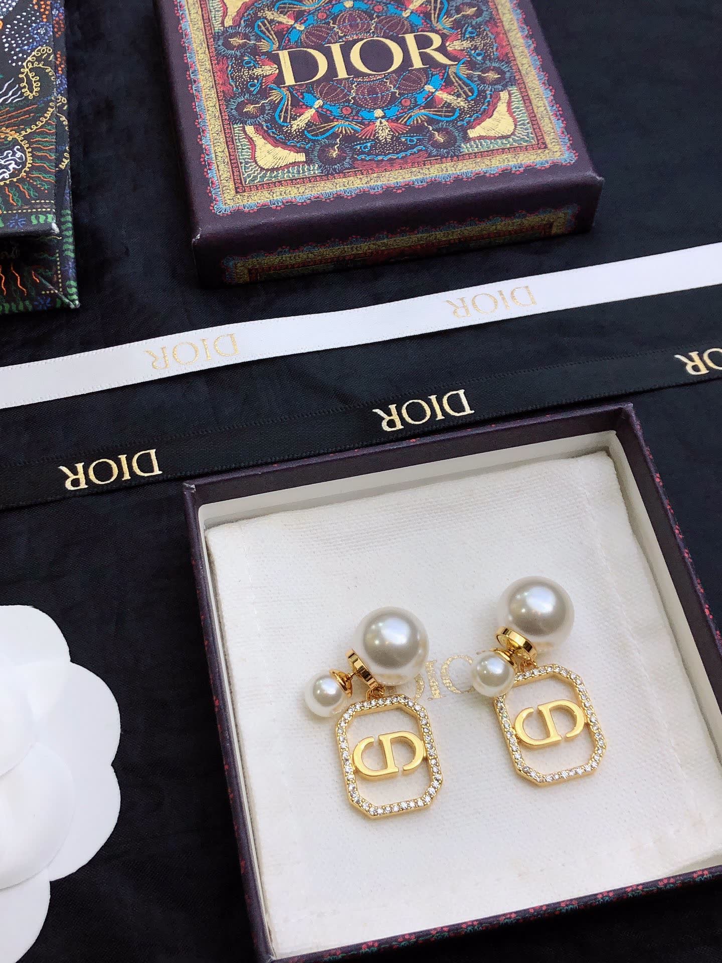 Dior Pearl & Crystal Earrings
