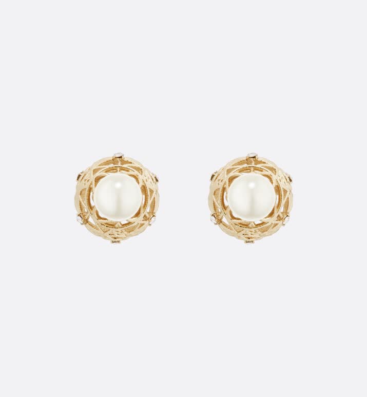 Dior Gold-Tone Filigree Pearl Earrings