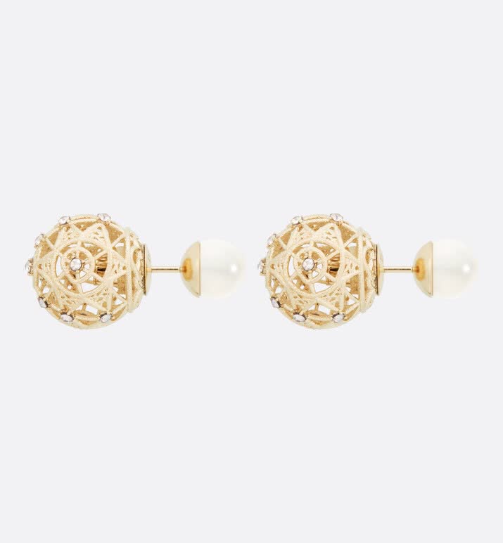 Dior Gold-Tone Filigree Pearl Earrings