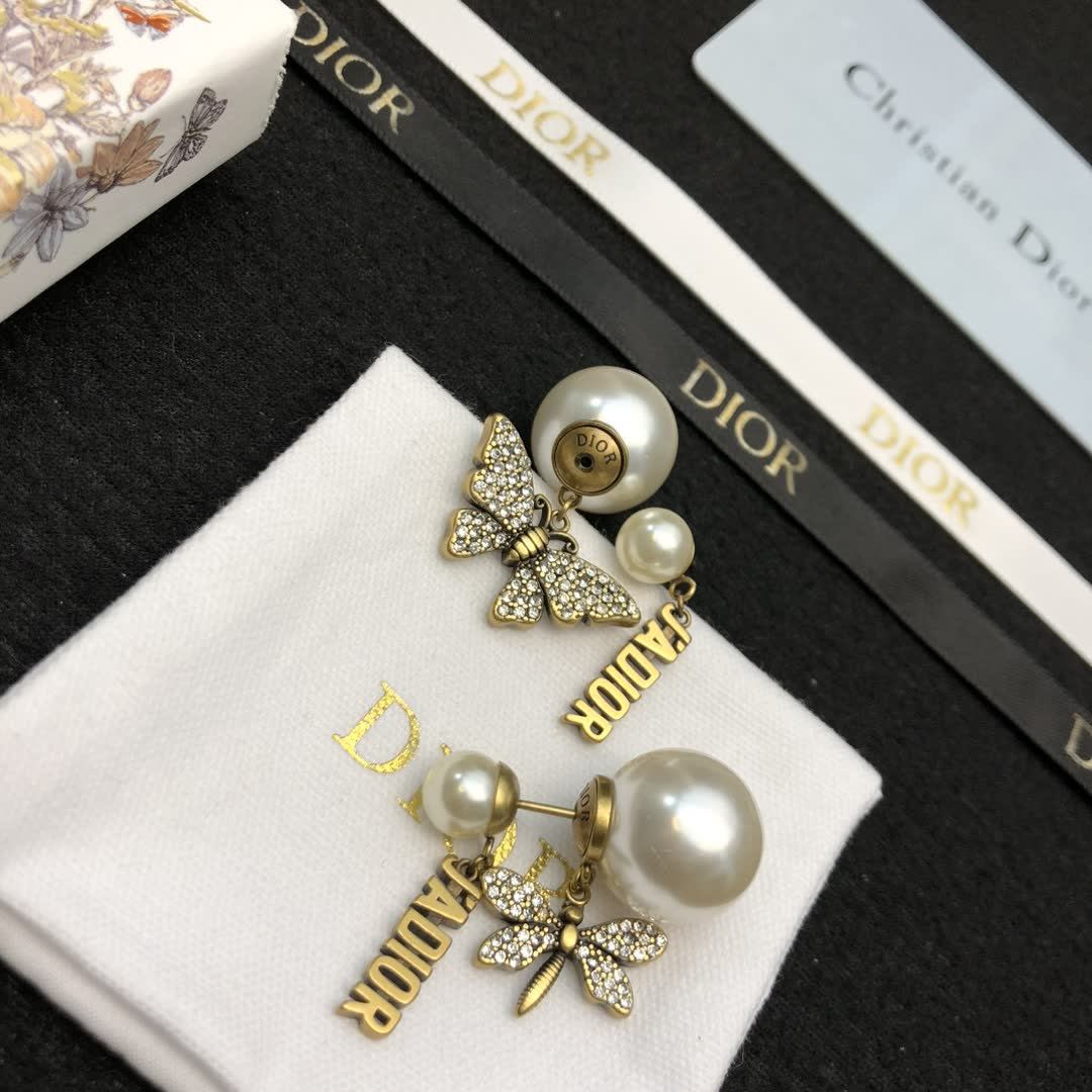 Dior J'Adior Pearl Butterfly Earrings