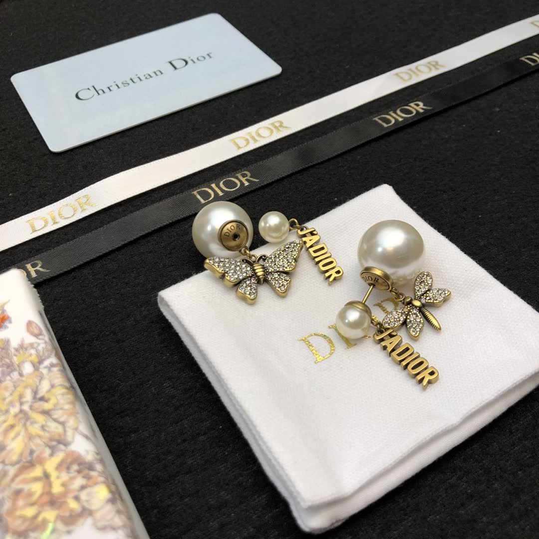 Dior J'Adior Pearl Butterfly Earrings