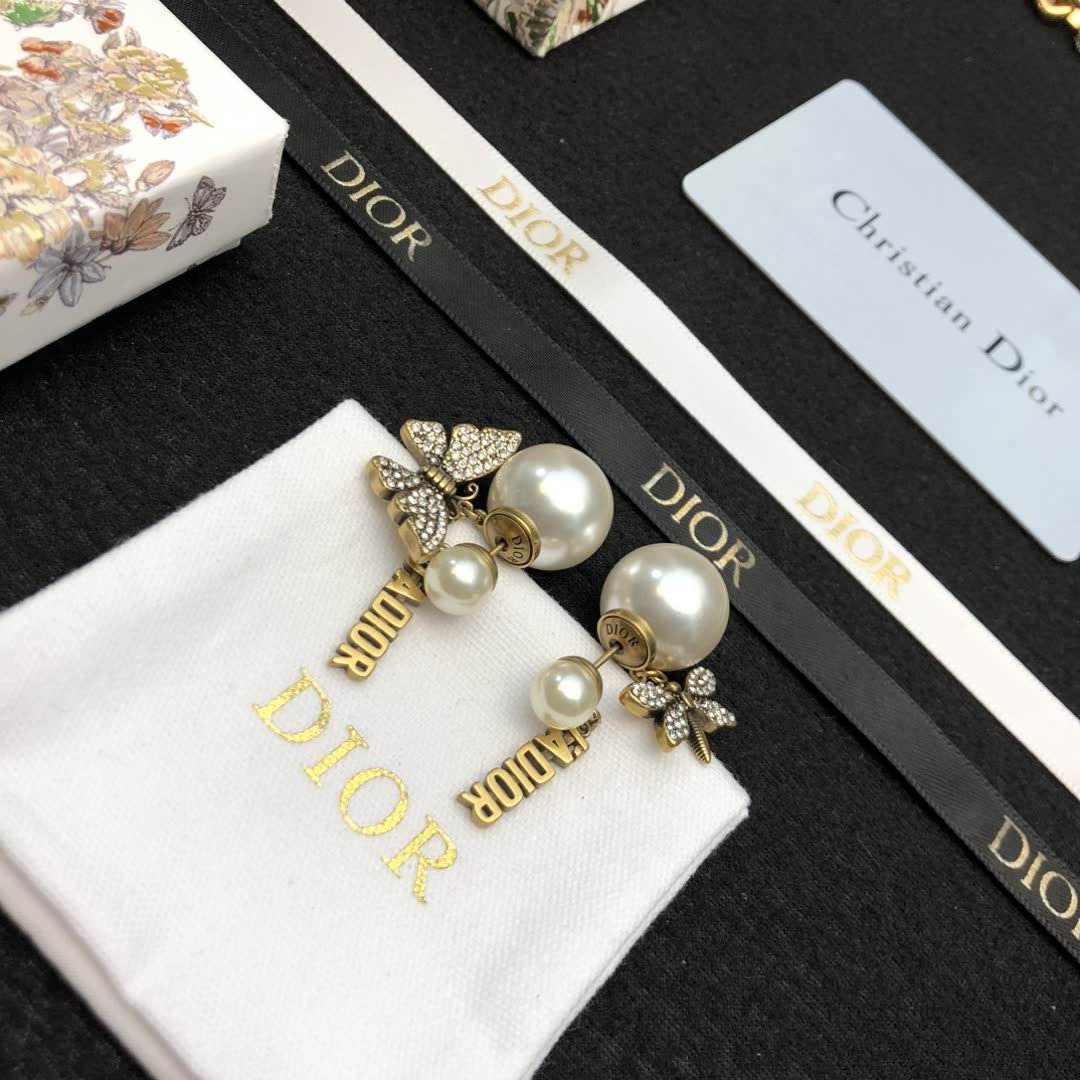 Dior J'Adior Pearl Butterfly Earrings