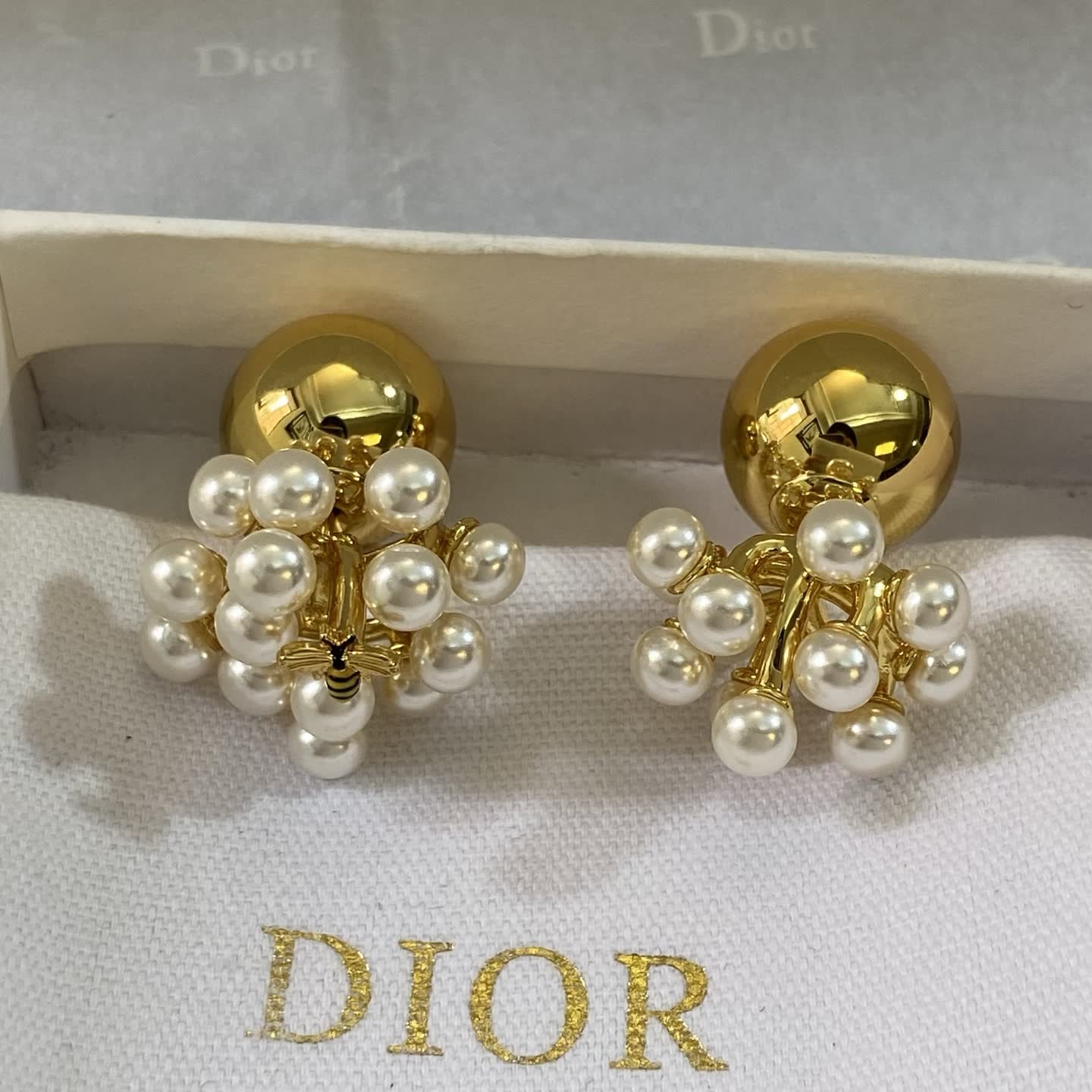 Dior Gold and Pearl Clip-On Earrings