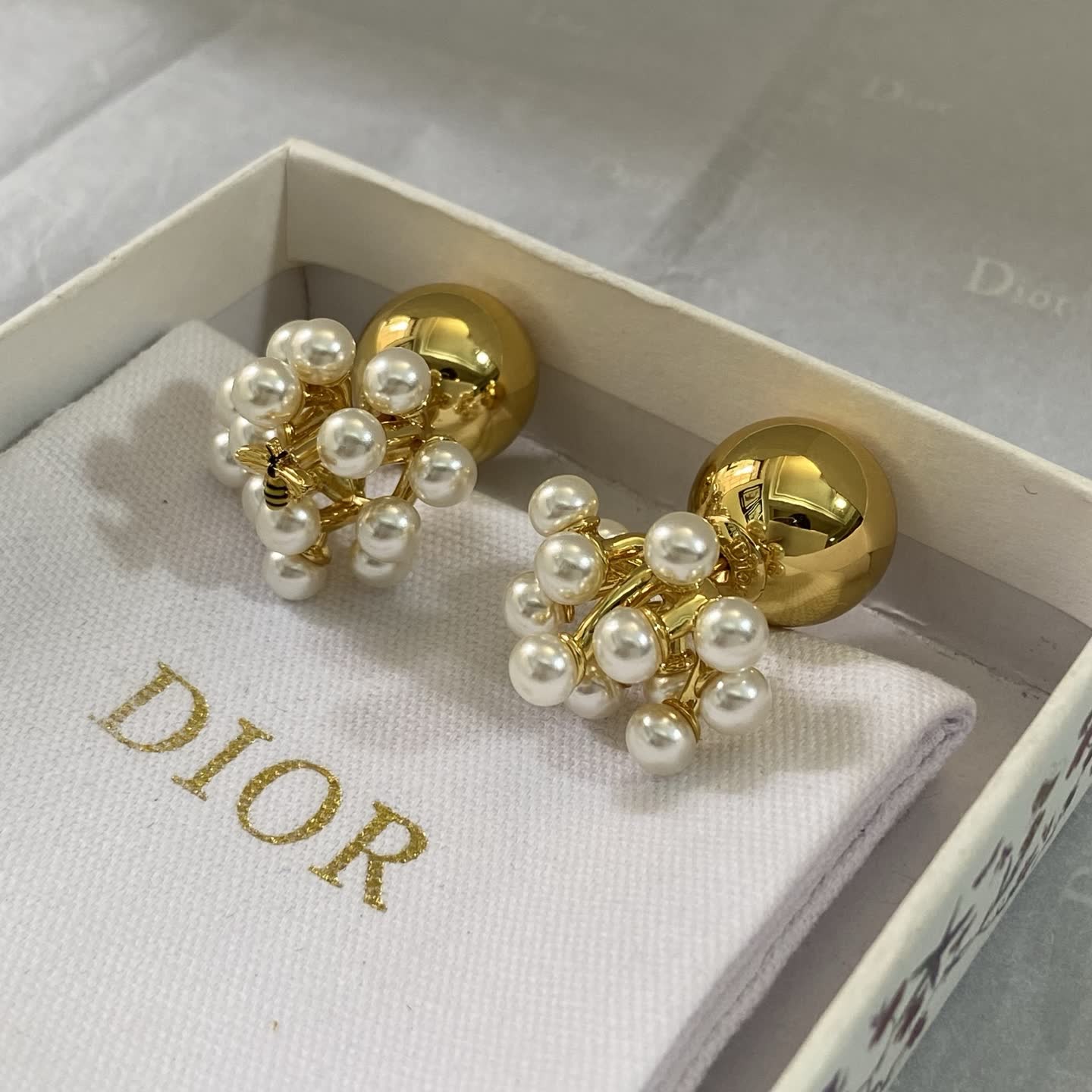 Dior Gold and Pearl Clip-On Earrings