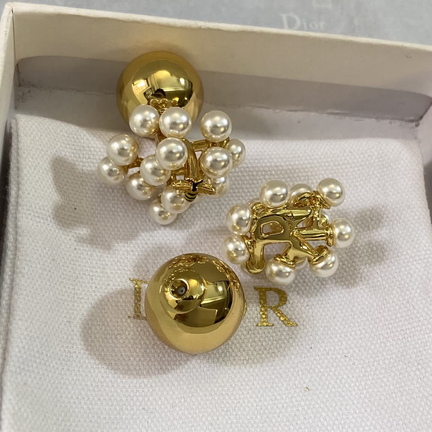 Dior Gold and Pearl Clip-On Earrings