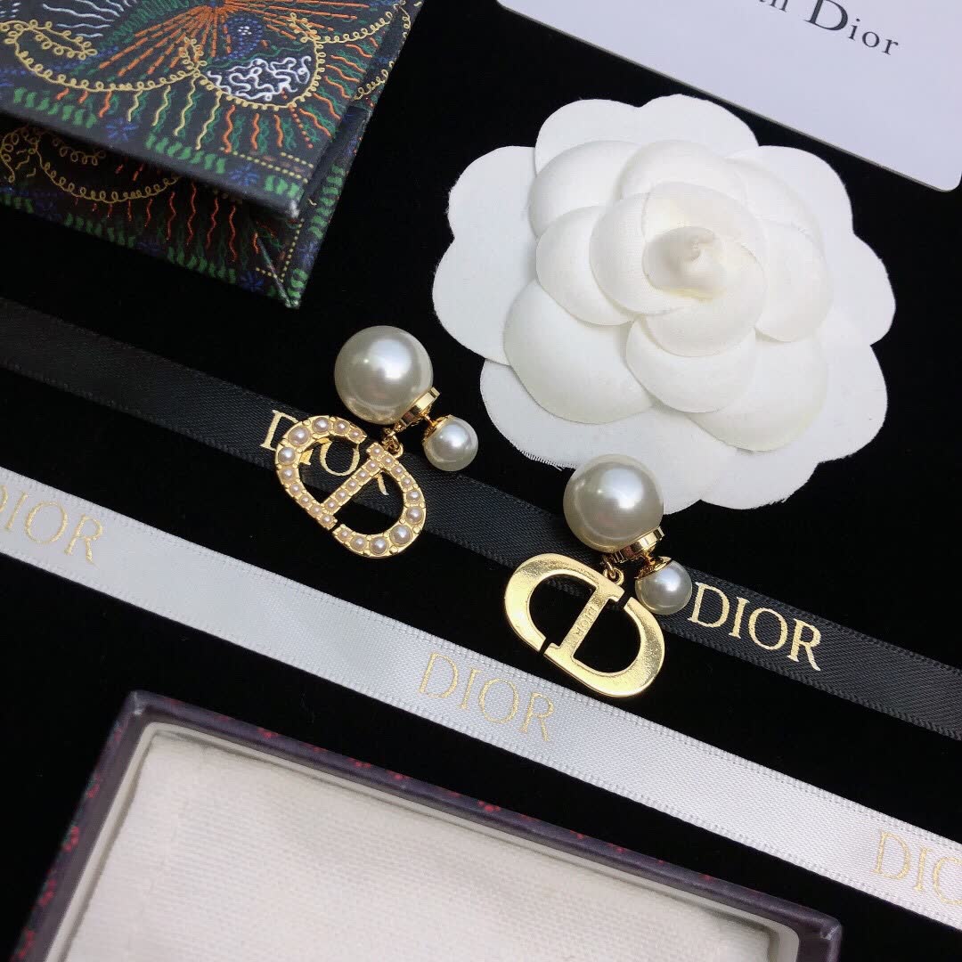 Dior CD Logo Pearl Earrings